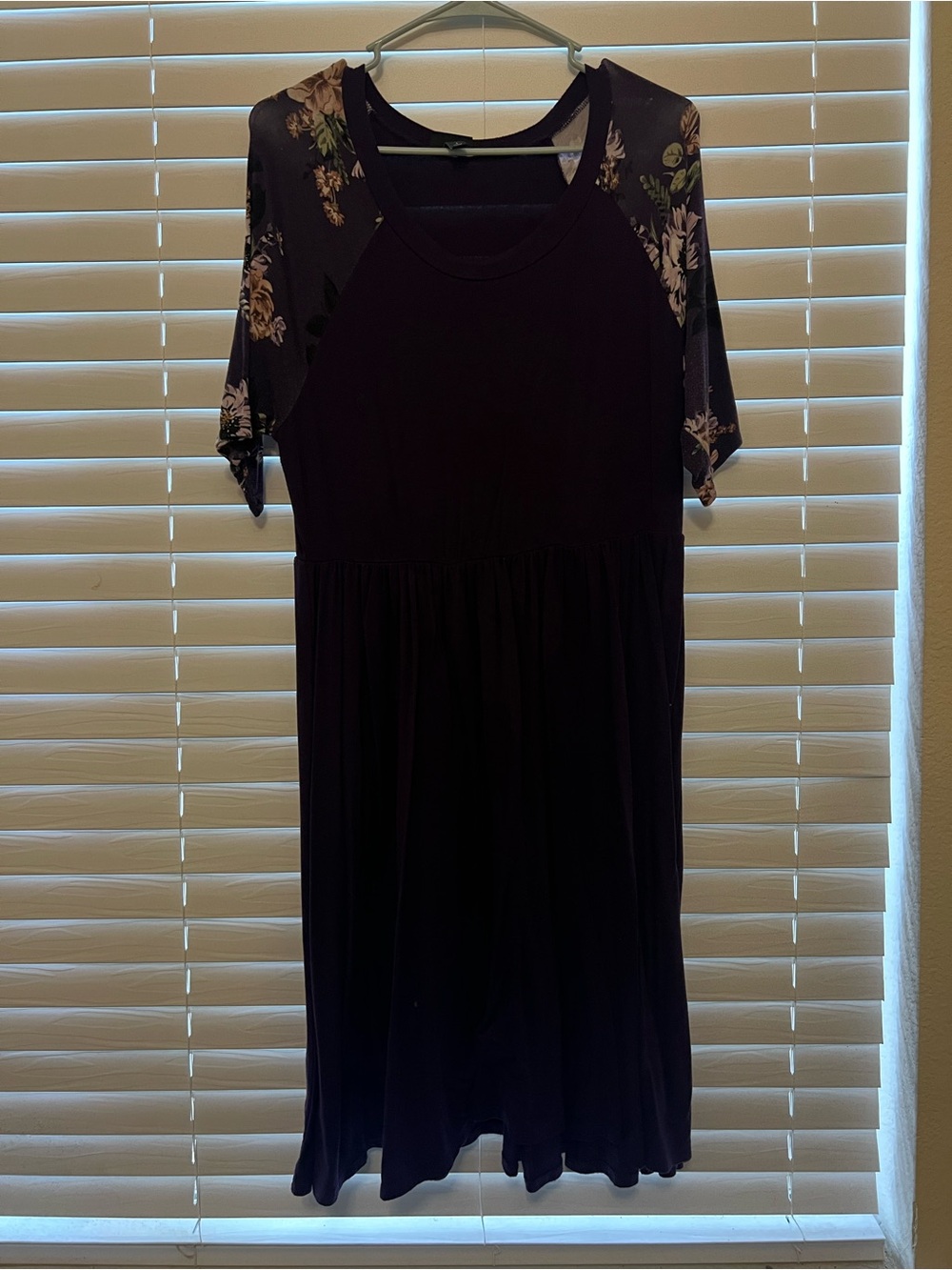 Torrid Dark Purple Midi Dress with Floral Sleeves